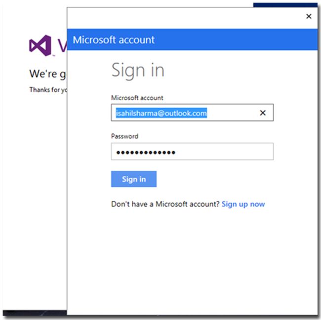 sign in with microsoft account